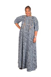 Jamila Blossom -Elegant Black and White Kitenge Maxi Dress with Swirl Print