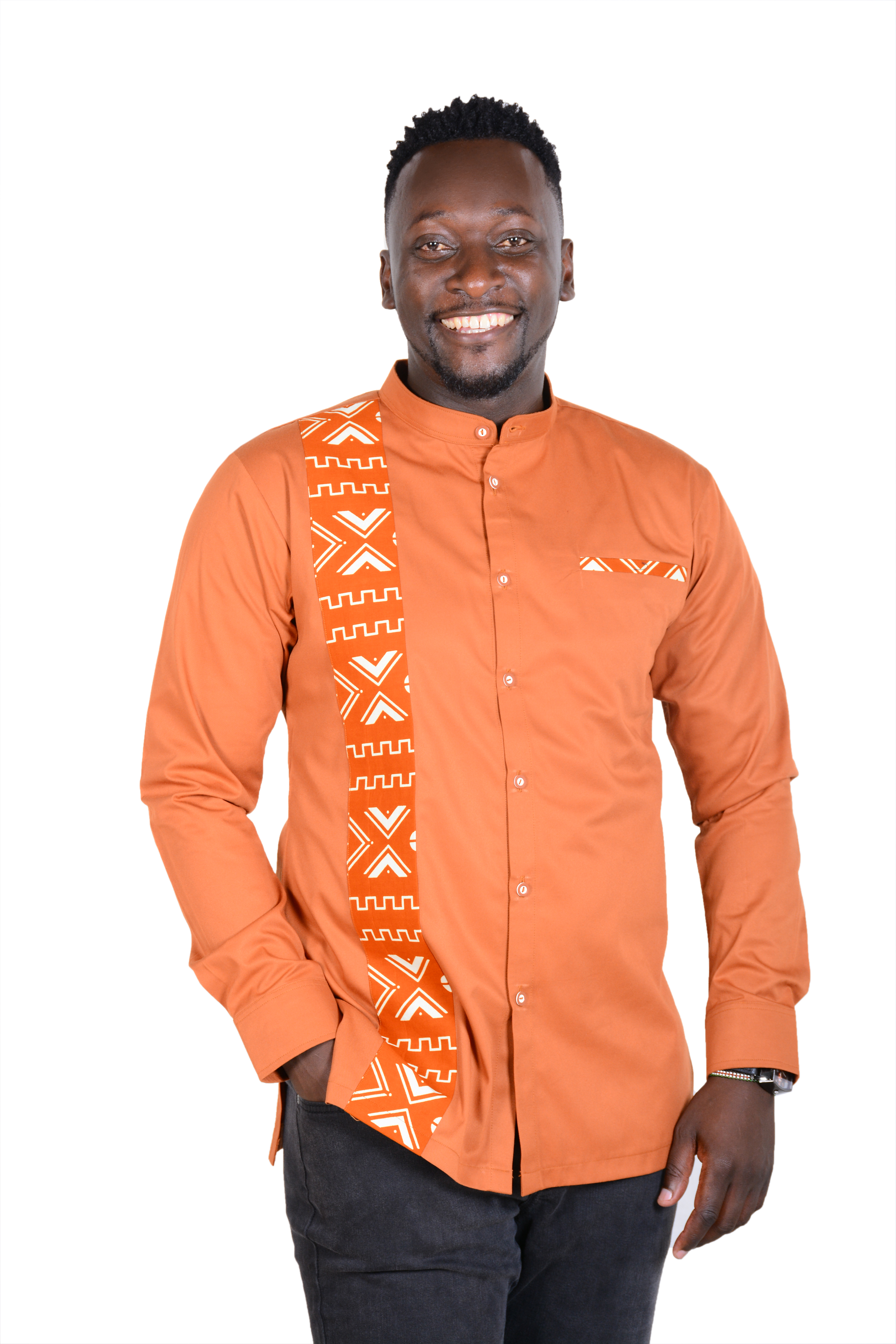 Rising Sun- African Shirt - Rusty Brown