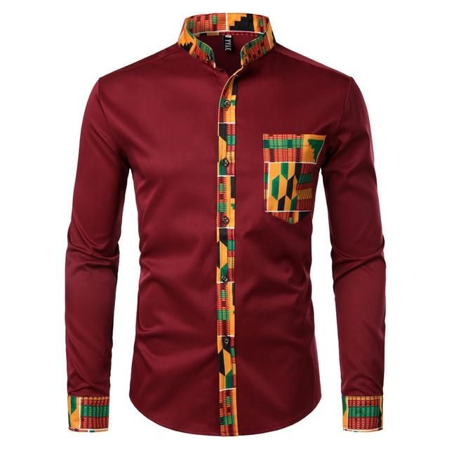 Long Sleeves, Concealed Buttons, Normal Length, African Shirt For Men