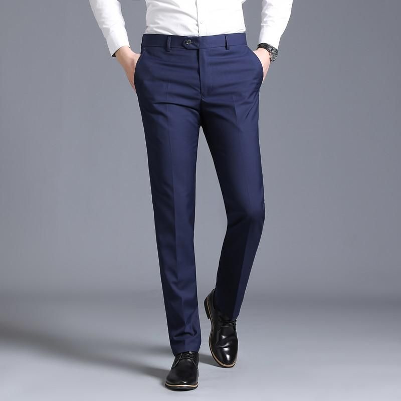 Men Slim Fit, Ready Made, Dress Trouser - Blue